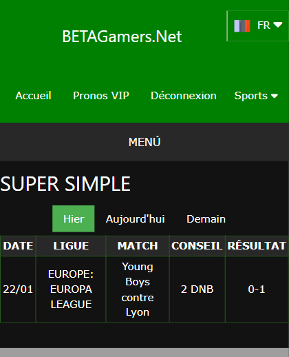 pari VIP gagné ticket